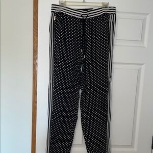 Express Black and White Track Pants with Polka Dots